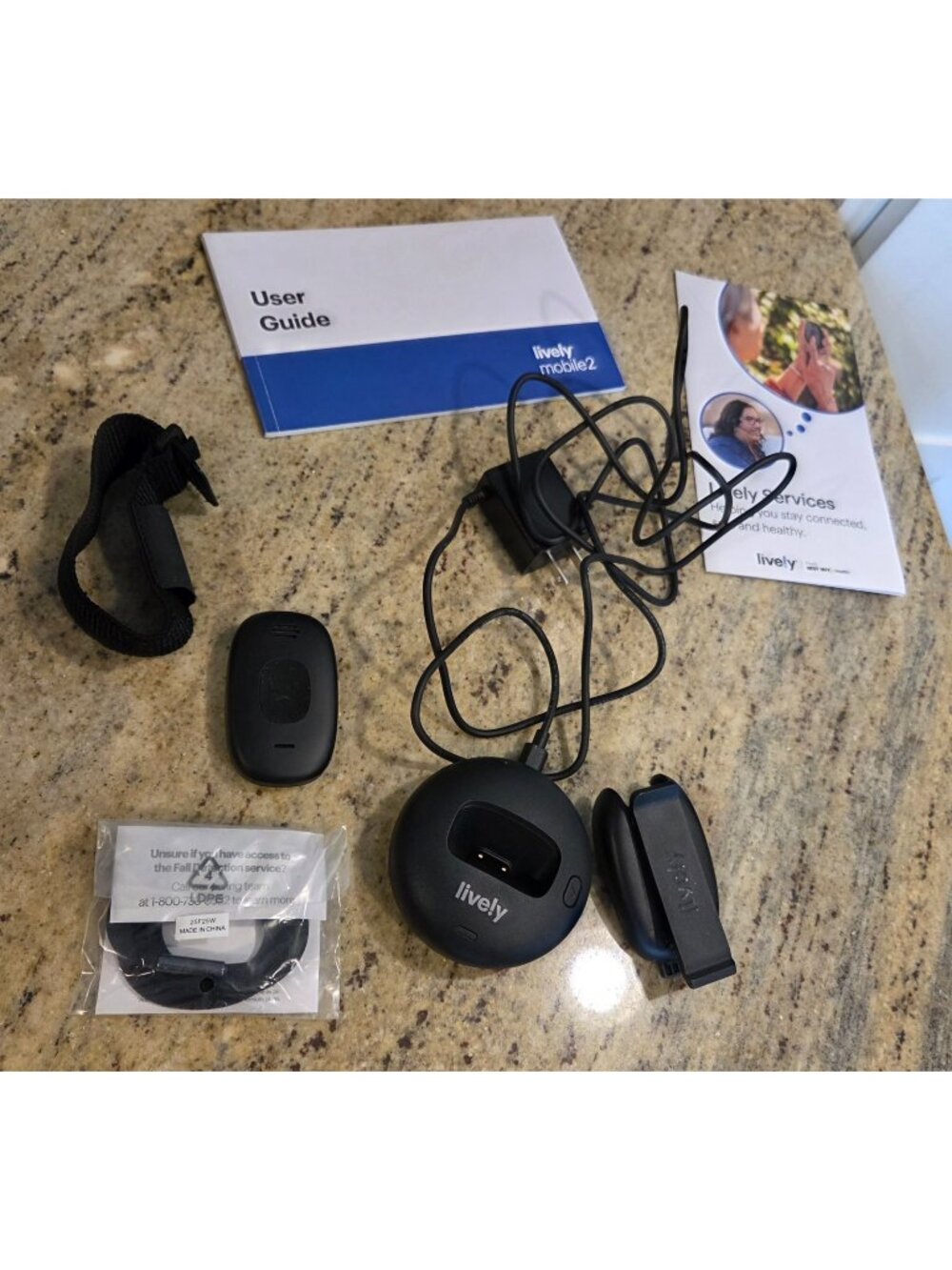 Lively LVR5 Mobile2 Medical Alert System w Charger Base Lanyard + Accessories